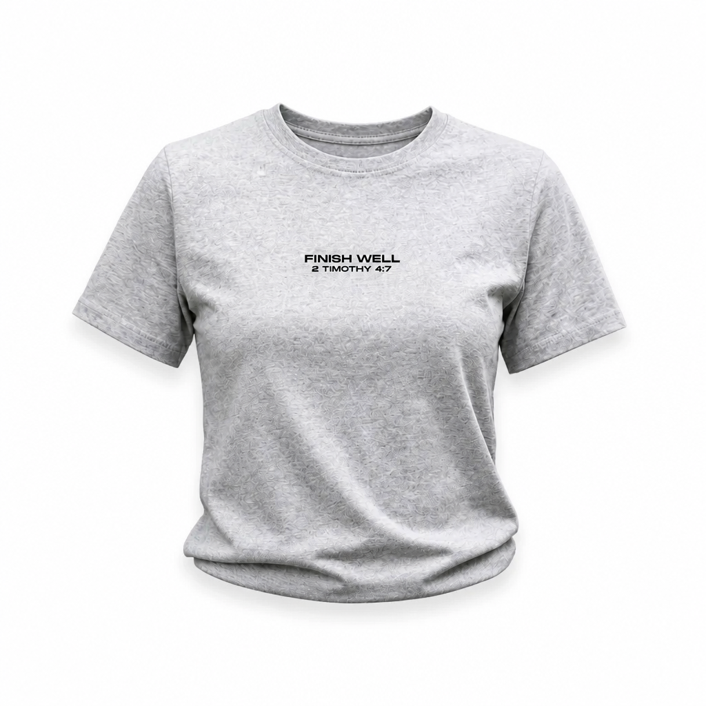 Race by Grace Finish Well embroidered t-shirt front view