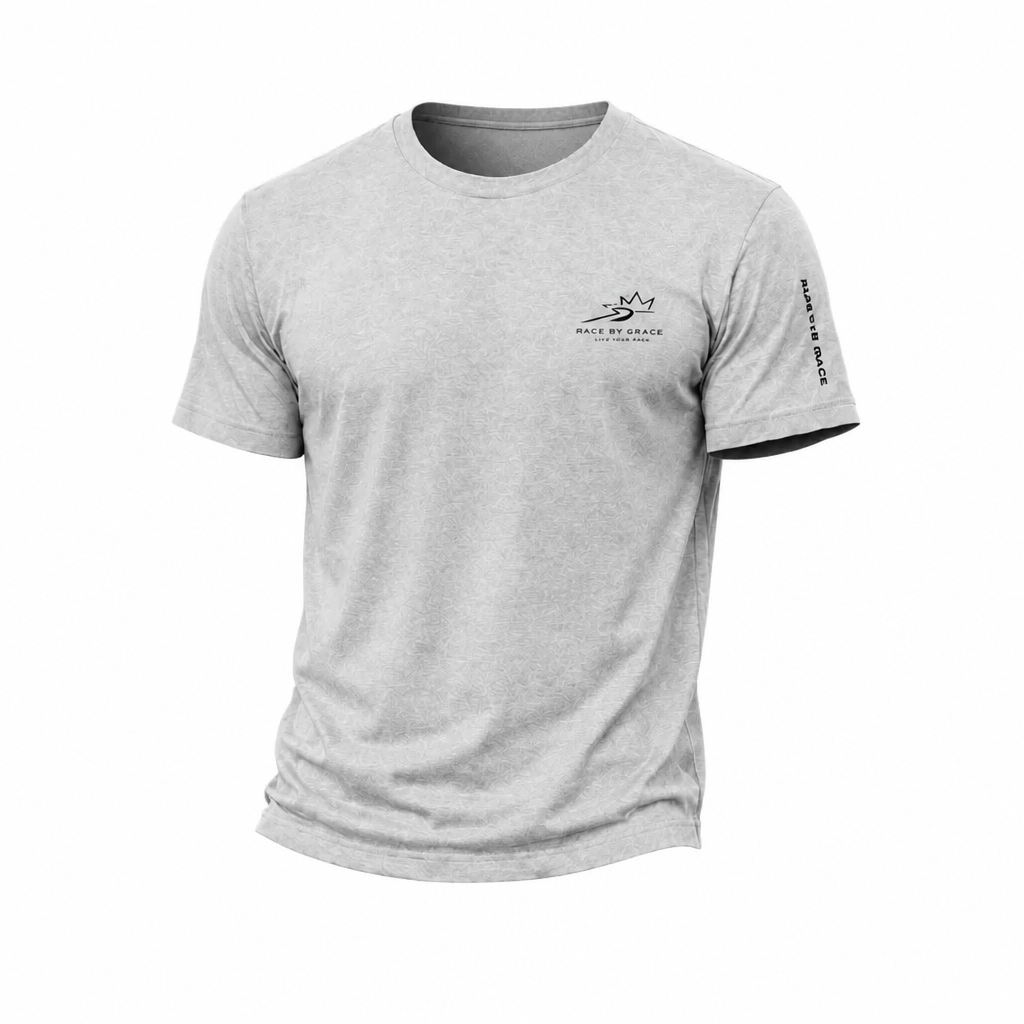Race by Grace Siganture  embroidered t-shirt front view