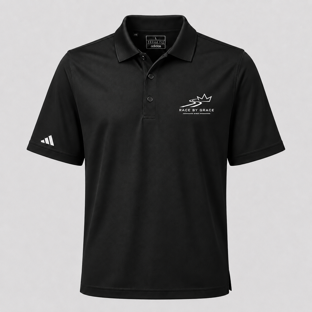 Race by Grace Signature Polo on Addidas Blank, front view