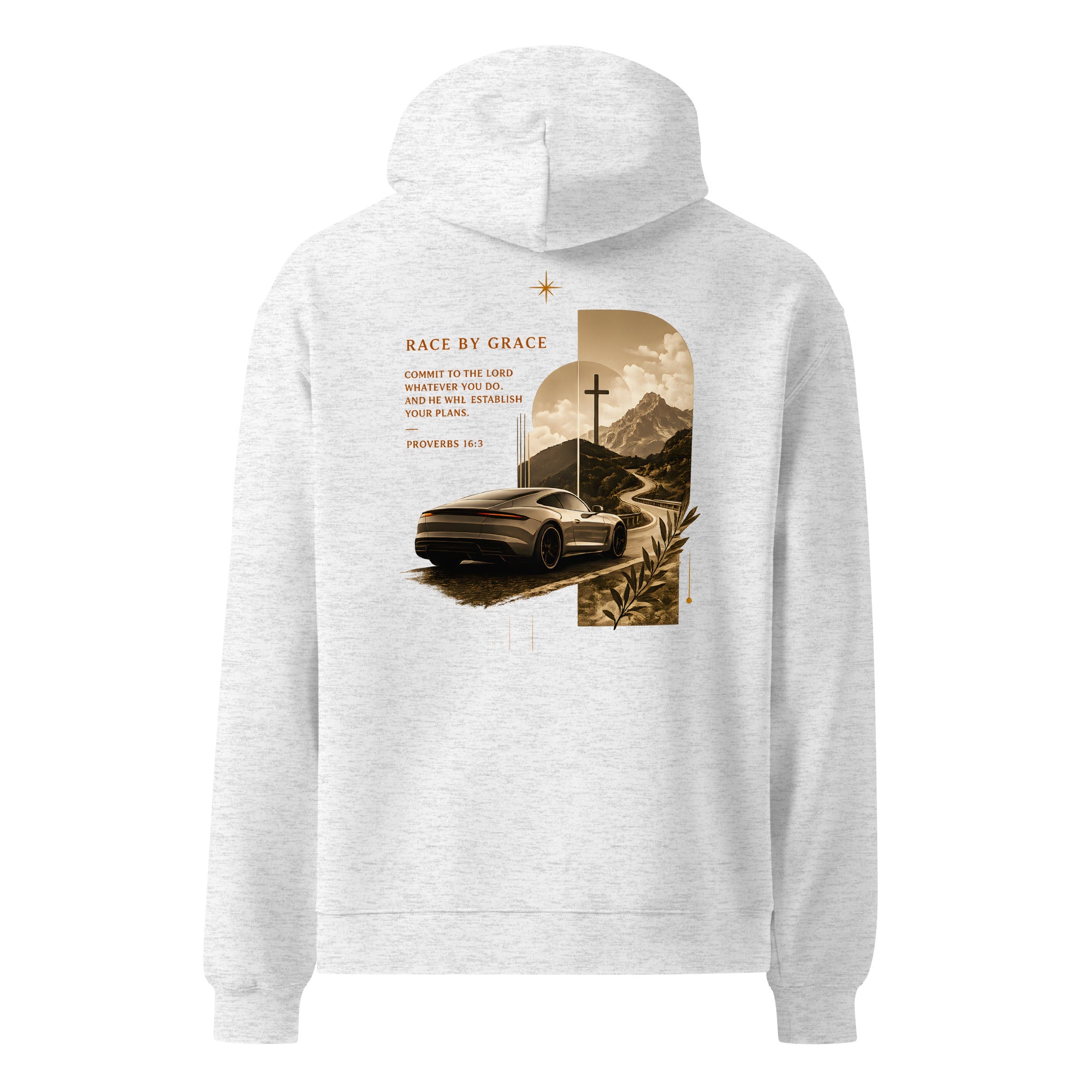 Committed hoodie back design close-up