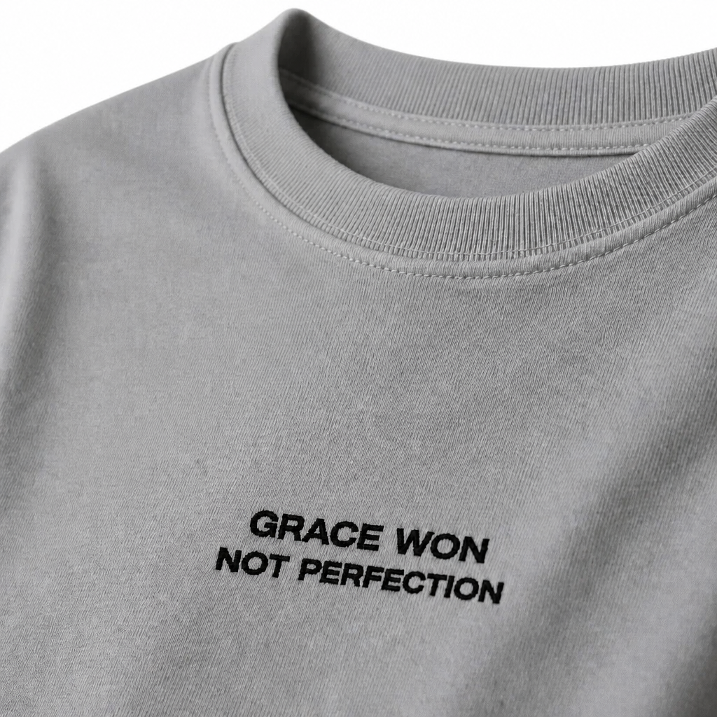 Grace Won Not Perfection - Embroidered Relaxed T-shirt | Race By Grace