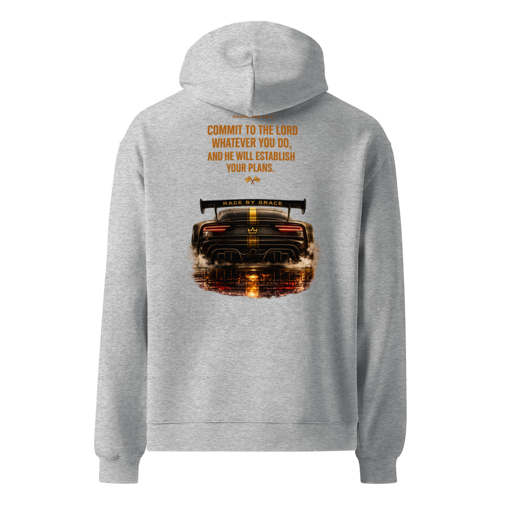 Established hoodie back design close-up