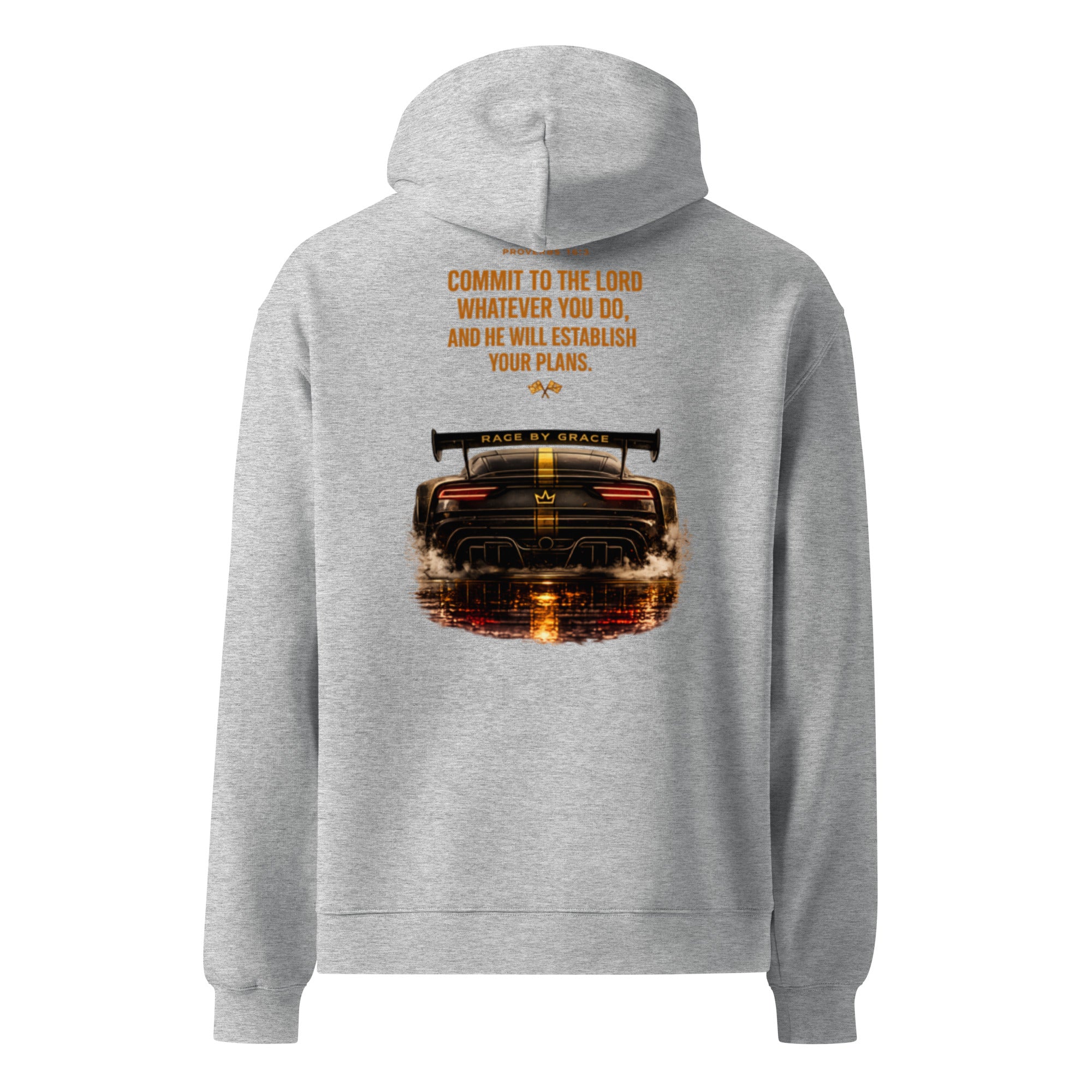 Established hoodie back design close-up