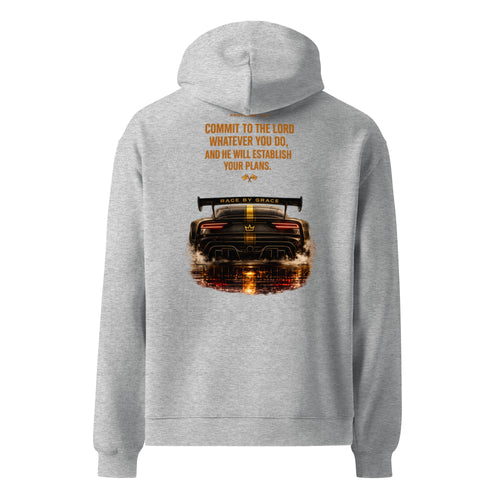 Established hoodie back design close-up