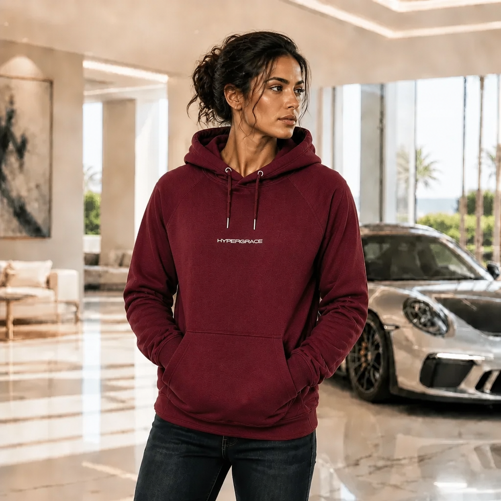  Model wearing Hypergrace Christian streetwear hoodie