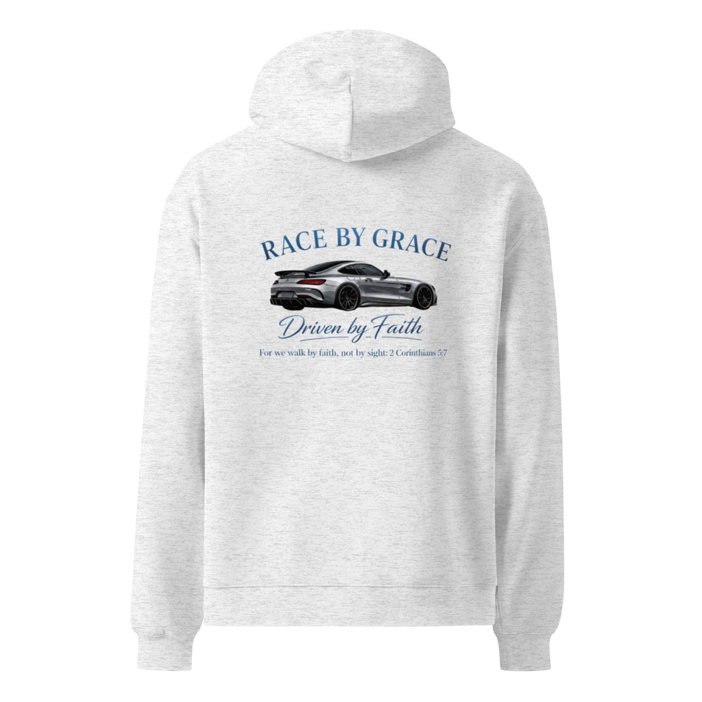 Driven by Faith hoodie back design close-up