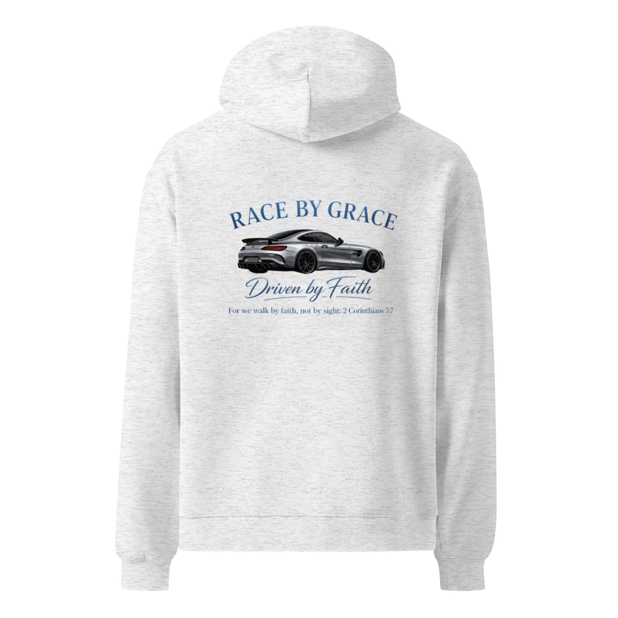 Driven by Faith hoodie back design close-up