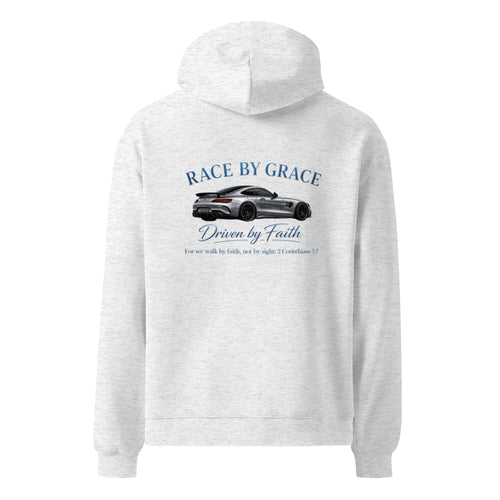 Driven by Faith hoodie back design close-up