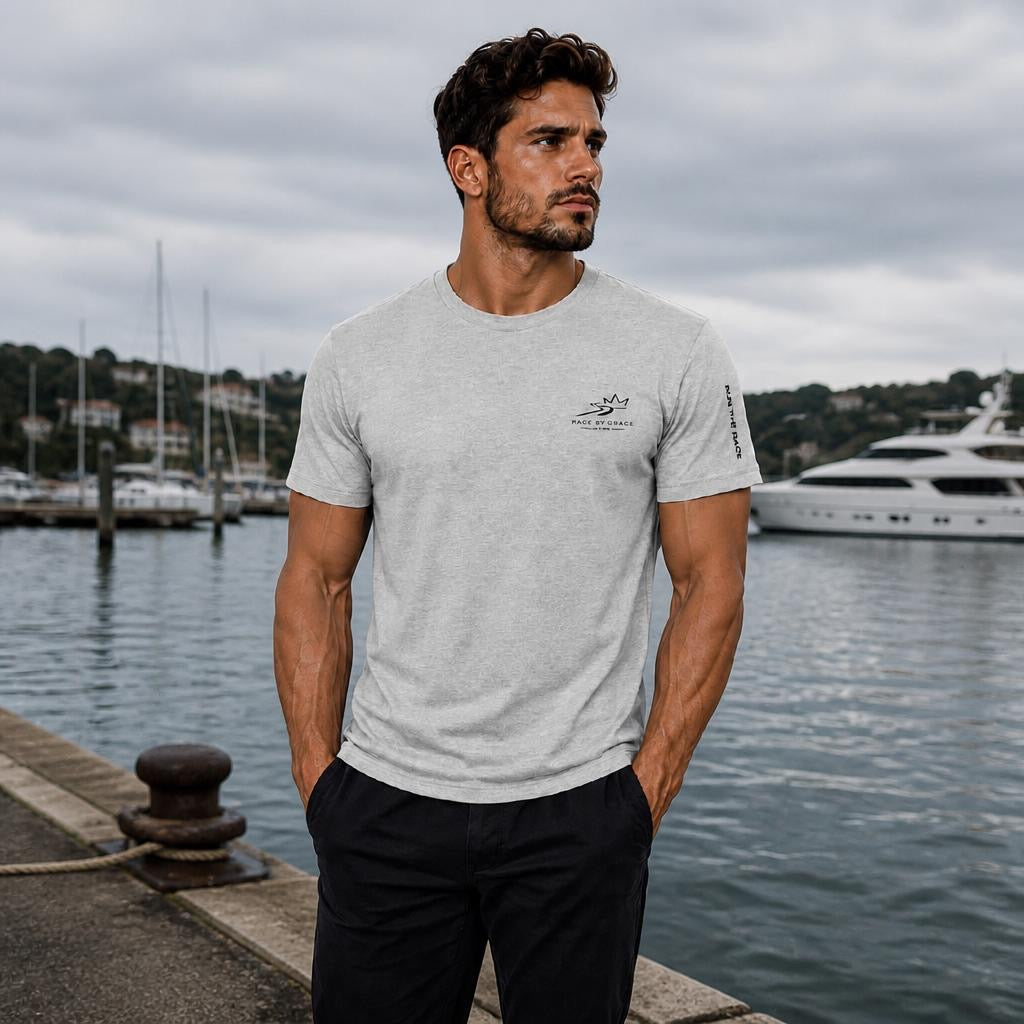 Model wearing Signature Christian streetwear t-shirt